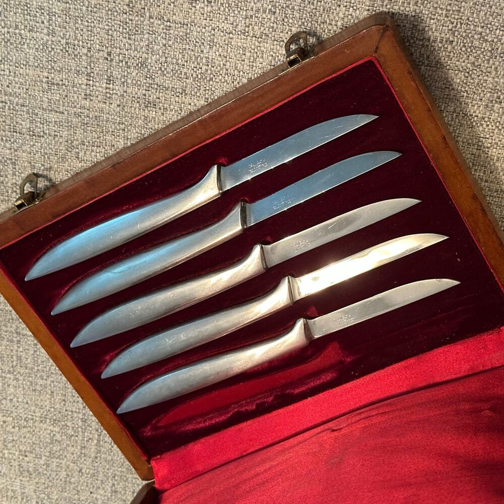 VTG Italy Patented MCM Gerber Miming steak Stainless Knife Set 5 Pc w/ Case